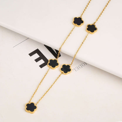 Five Leaf Petal Flower Bracelet Necklace Earrings
