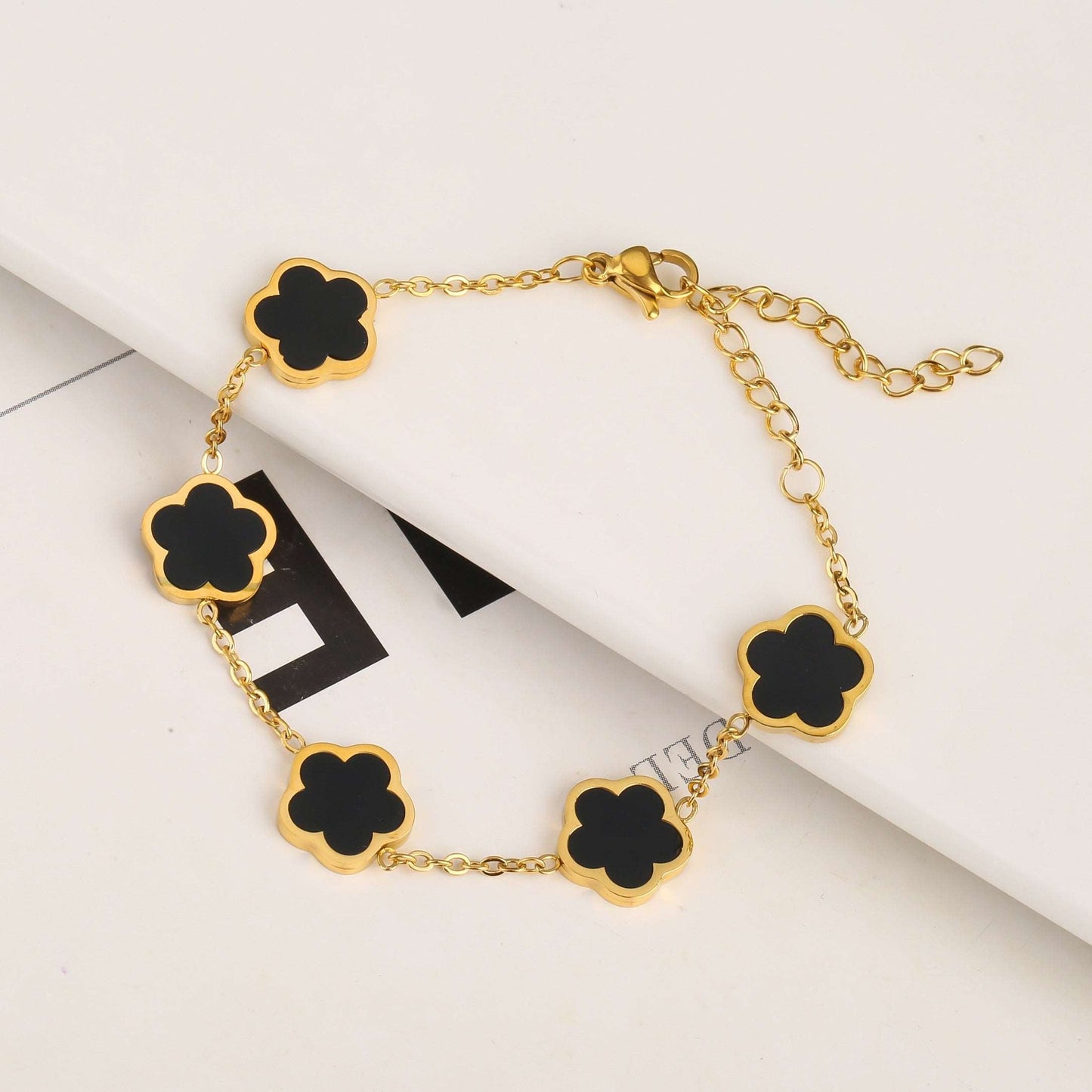 Five Leaf Petal Flower Bracelet Necklace Earrings