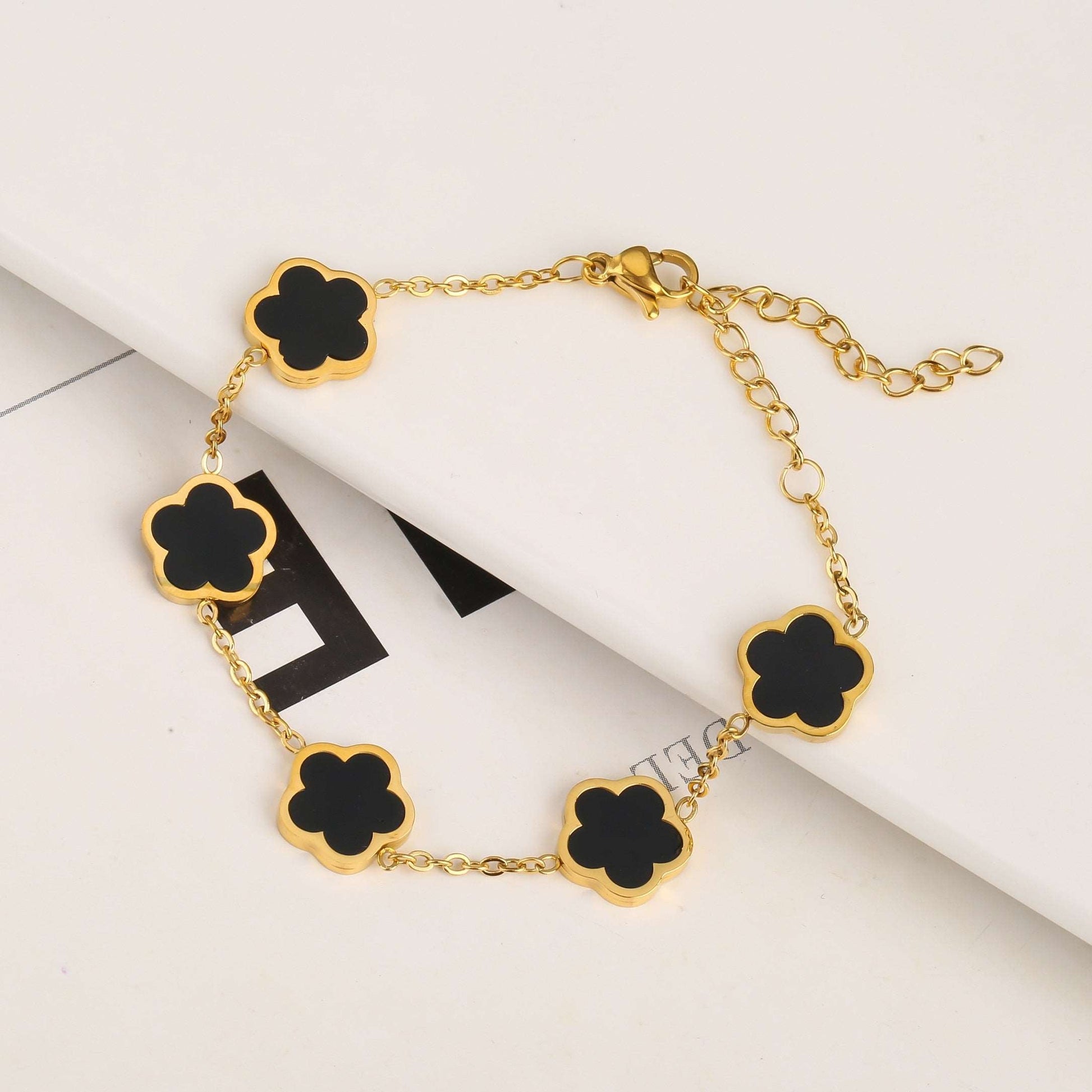 Five Leaf Petal Flower Bracelet Necklace Earrings