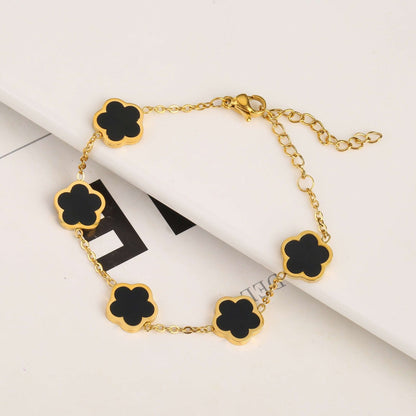 Five Leaf Petal Flower Bracelet Necklace Earrings