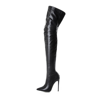 Knee Boots Female Zip Sexy Black Long Boots Woman Thin Heel