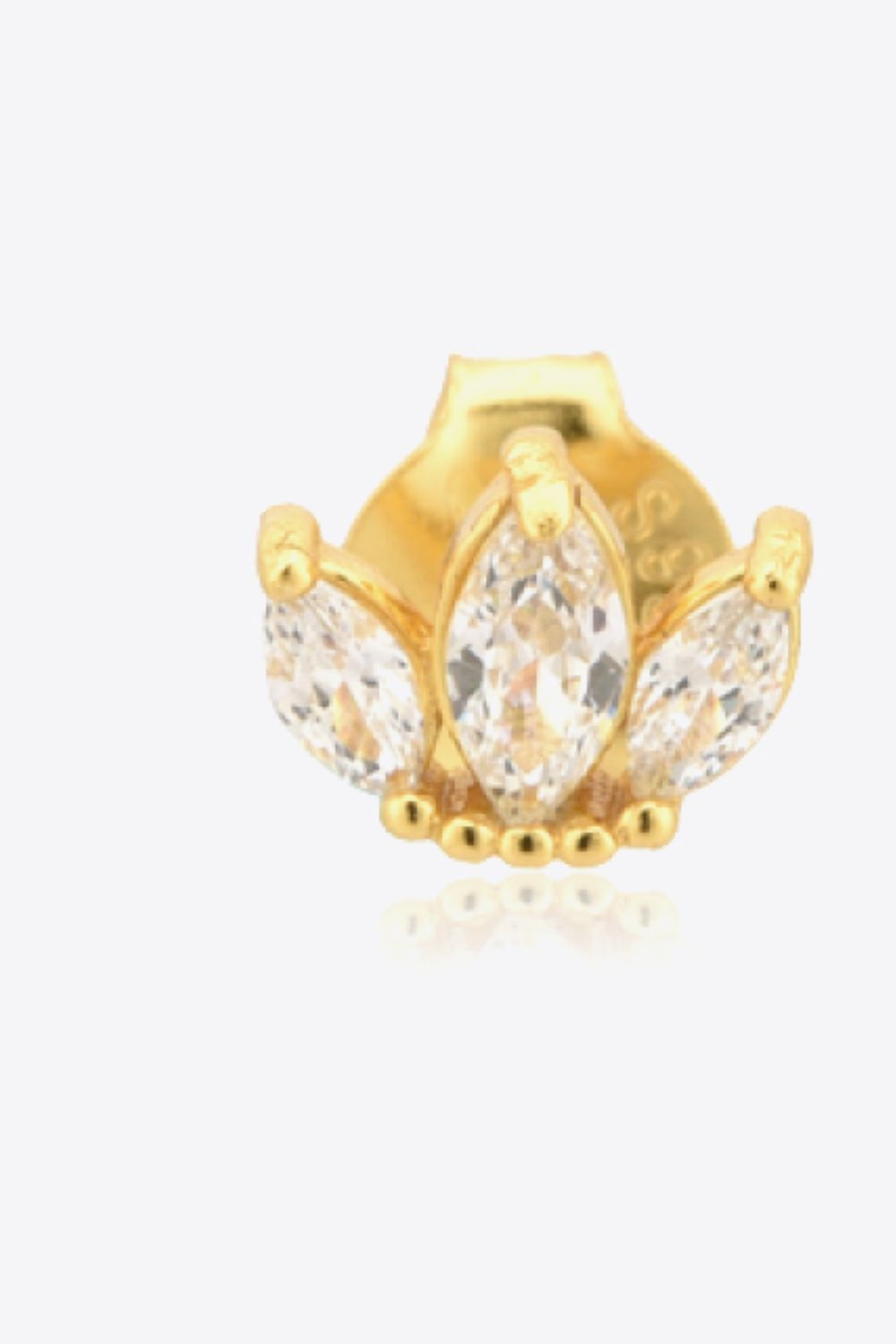 925 Sterling Silver Zircon Decor Stud Earrings Trendsi
