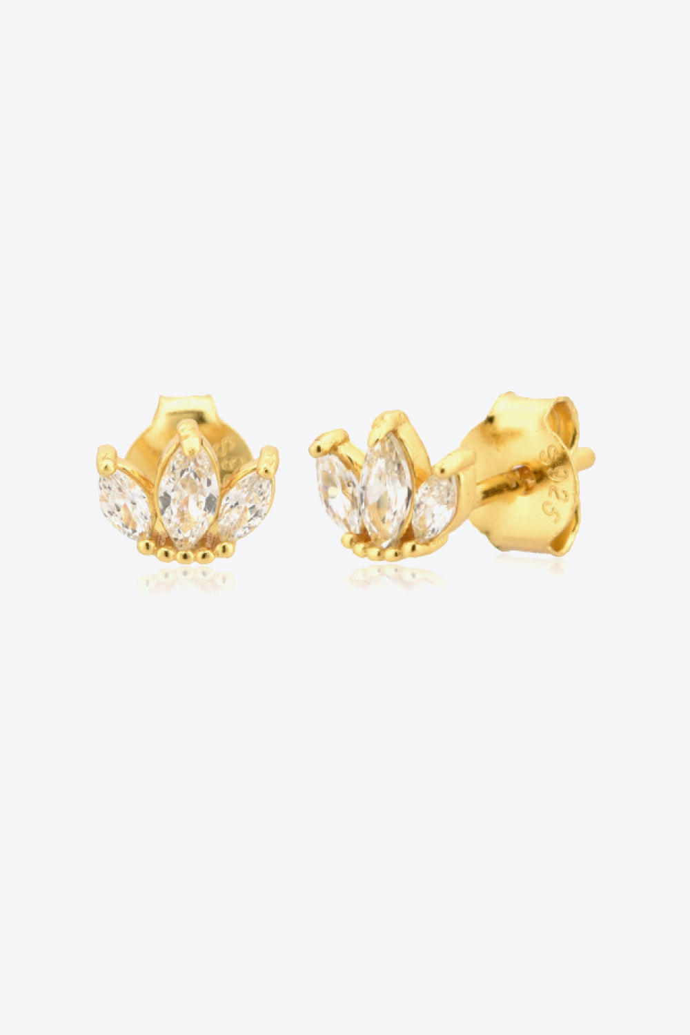 925 Sterling Silver Zircon Decor Stud Earrings Trendsi