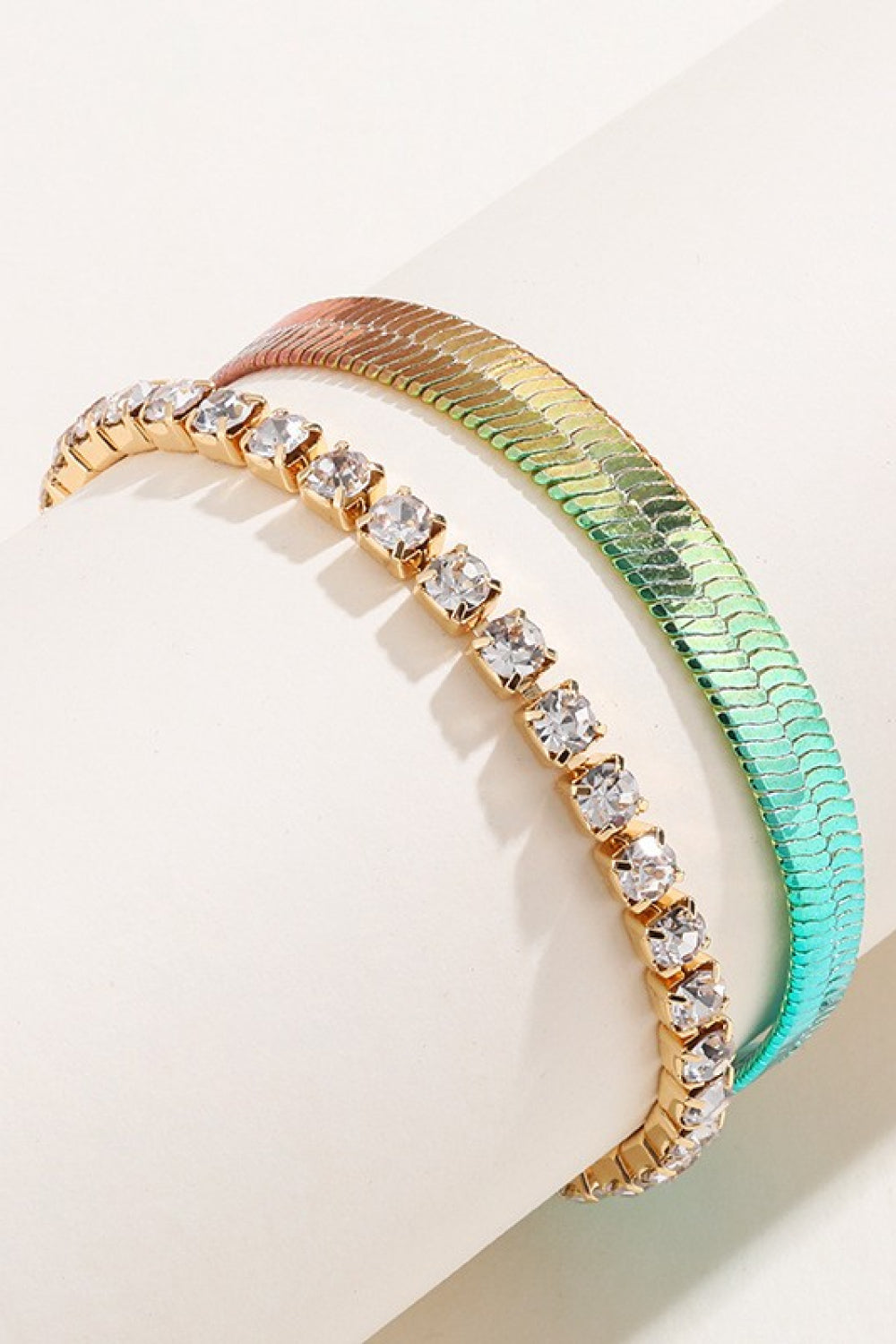 Gradient Herringbone Chain Two-Piece Bracelet Set Trendsi