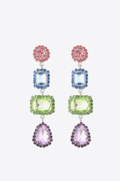Multicolored Glass Stone Copper Earrings Trendsi