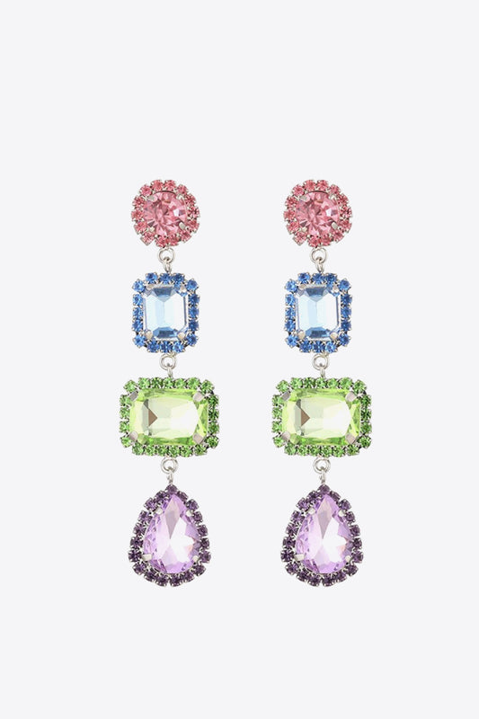 Multicolored Glass Stone Copper Earrings Trendsi