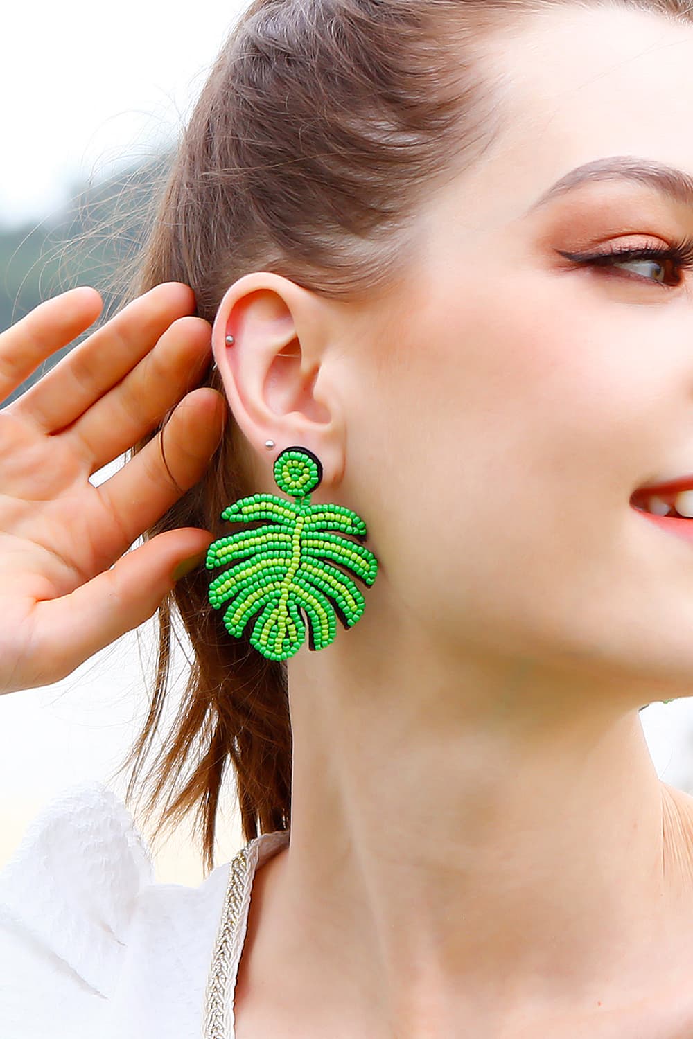 Beaded Banana Leaf Earrings Trendsi