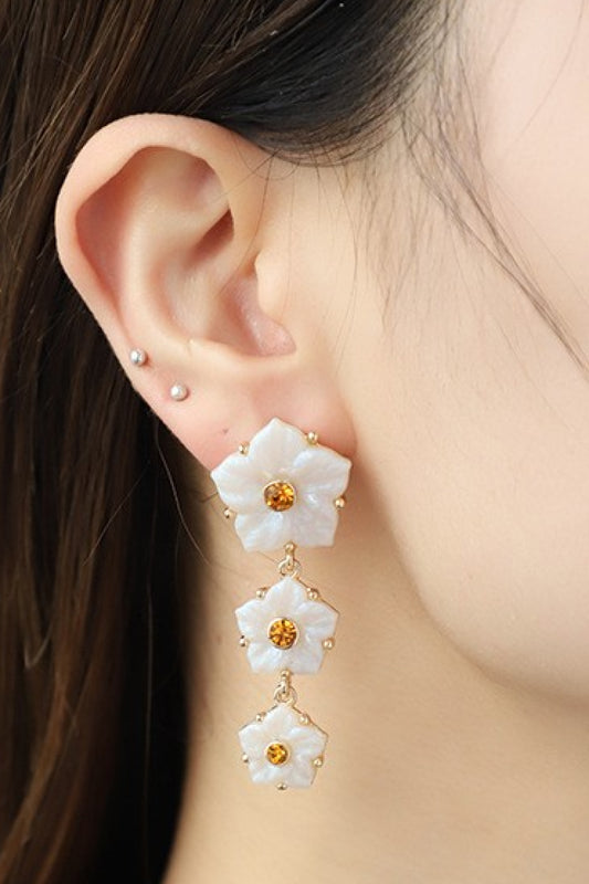 Contrast Resin Flower Earrings Trendsi