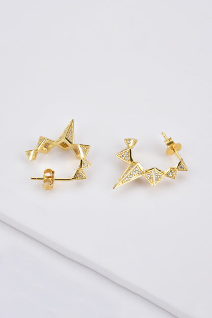 Geometric Zircon Decor 925 Sterling Silver Earrings Trendsi