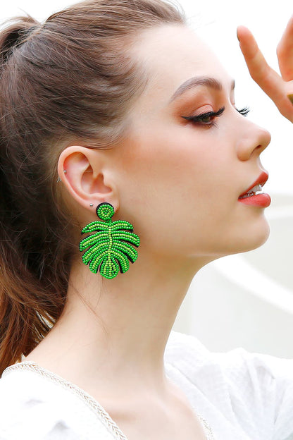 Beaded Banana Leaf Earrings Trendsi