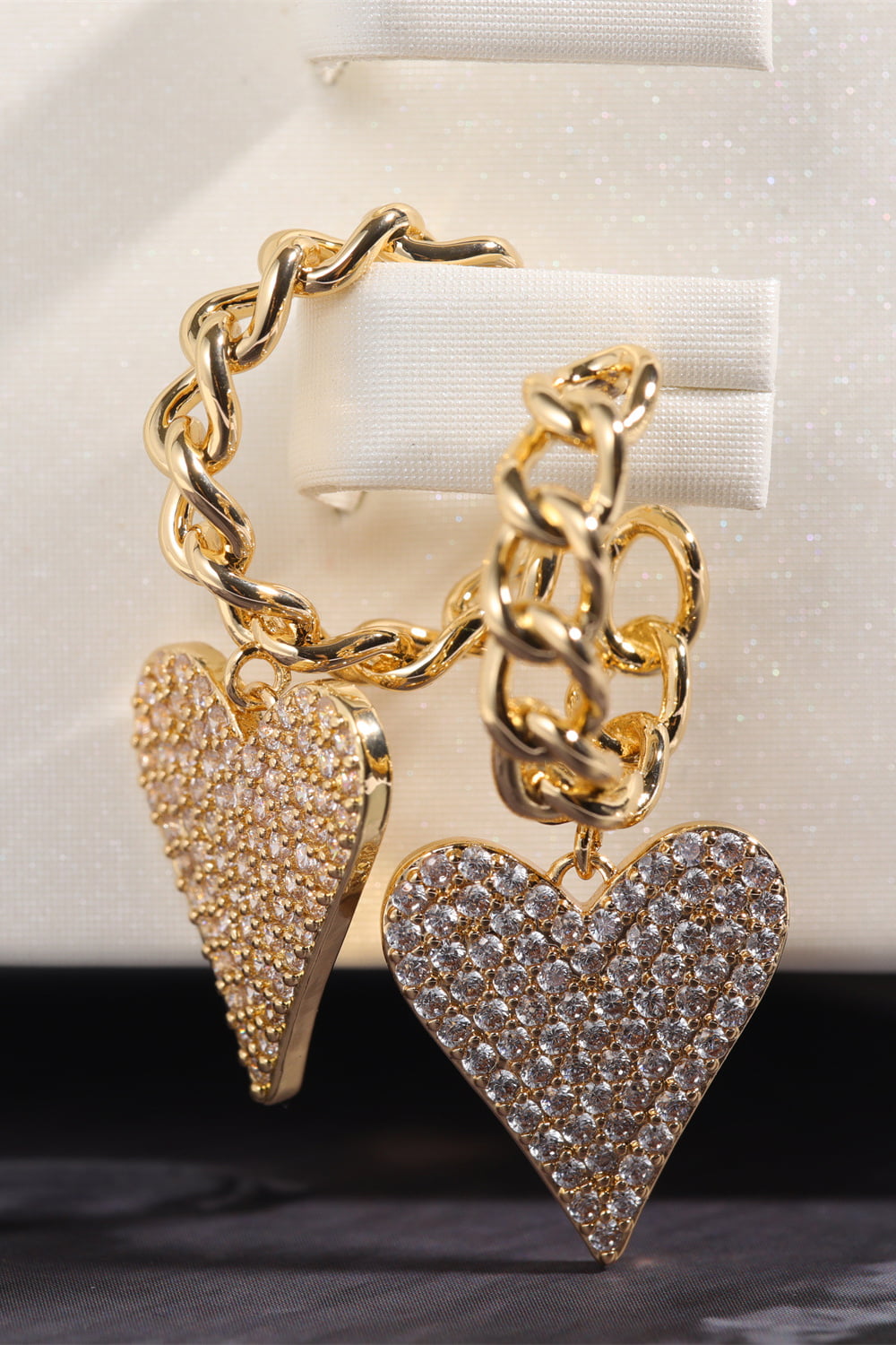 Zircon Decor Heart C-Hoop Drop Earrings Trendsi