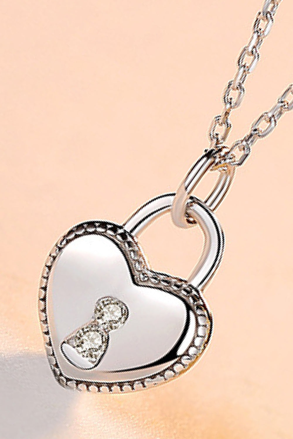 Heart Lock Pendant 925 Sterling Silver Necklace Trendsi
