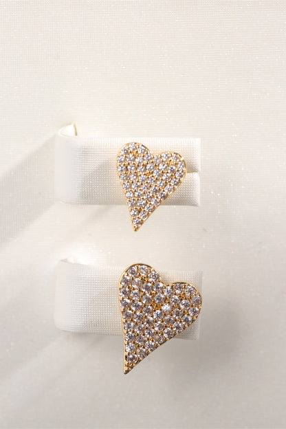 Zircon Decor Heart C-Hoop Drop Earrings Trendsi