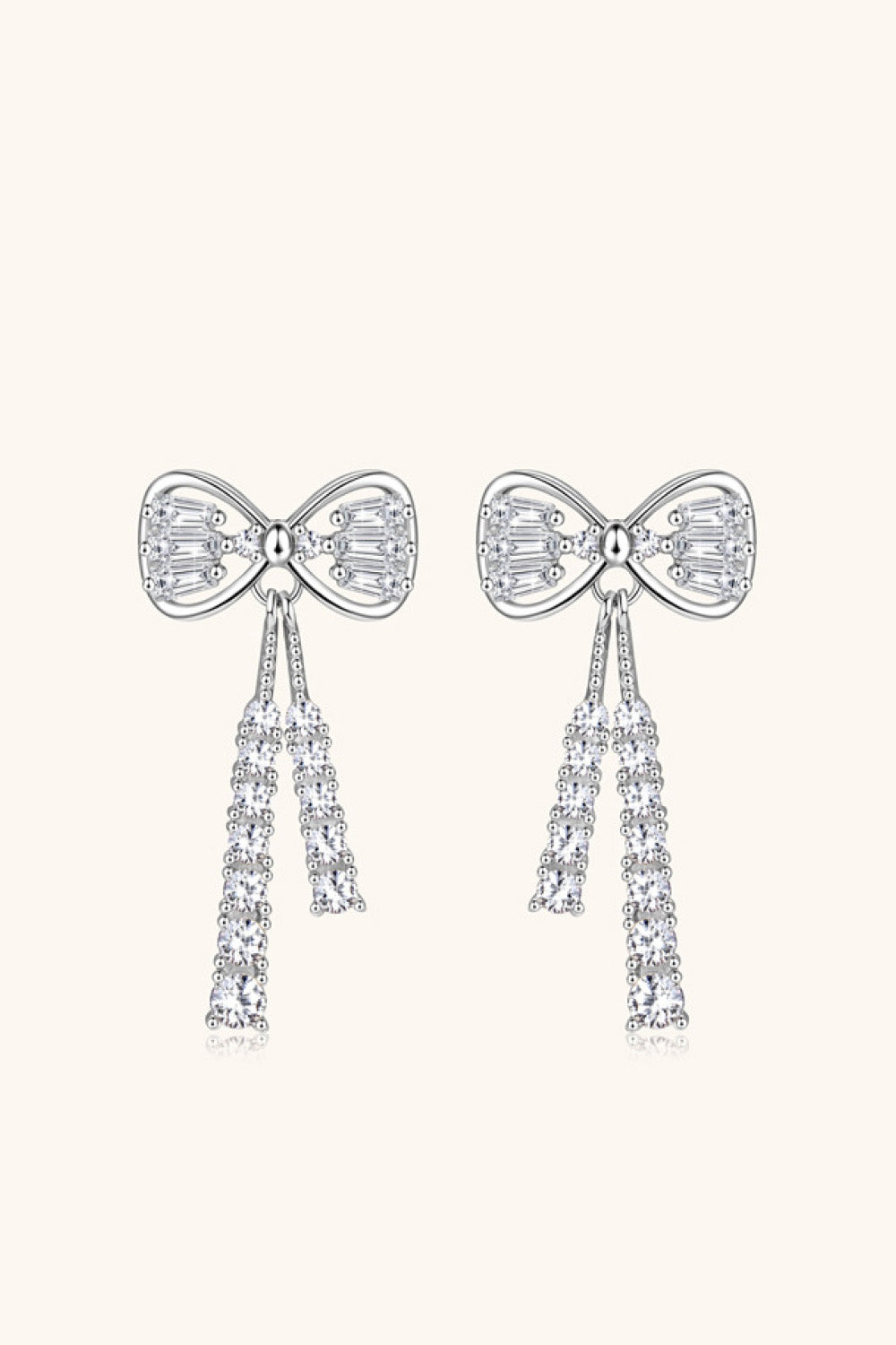 1.12 Carat Moissanite 925 Sterling Silver Bow Earrings Trendsi