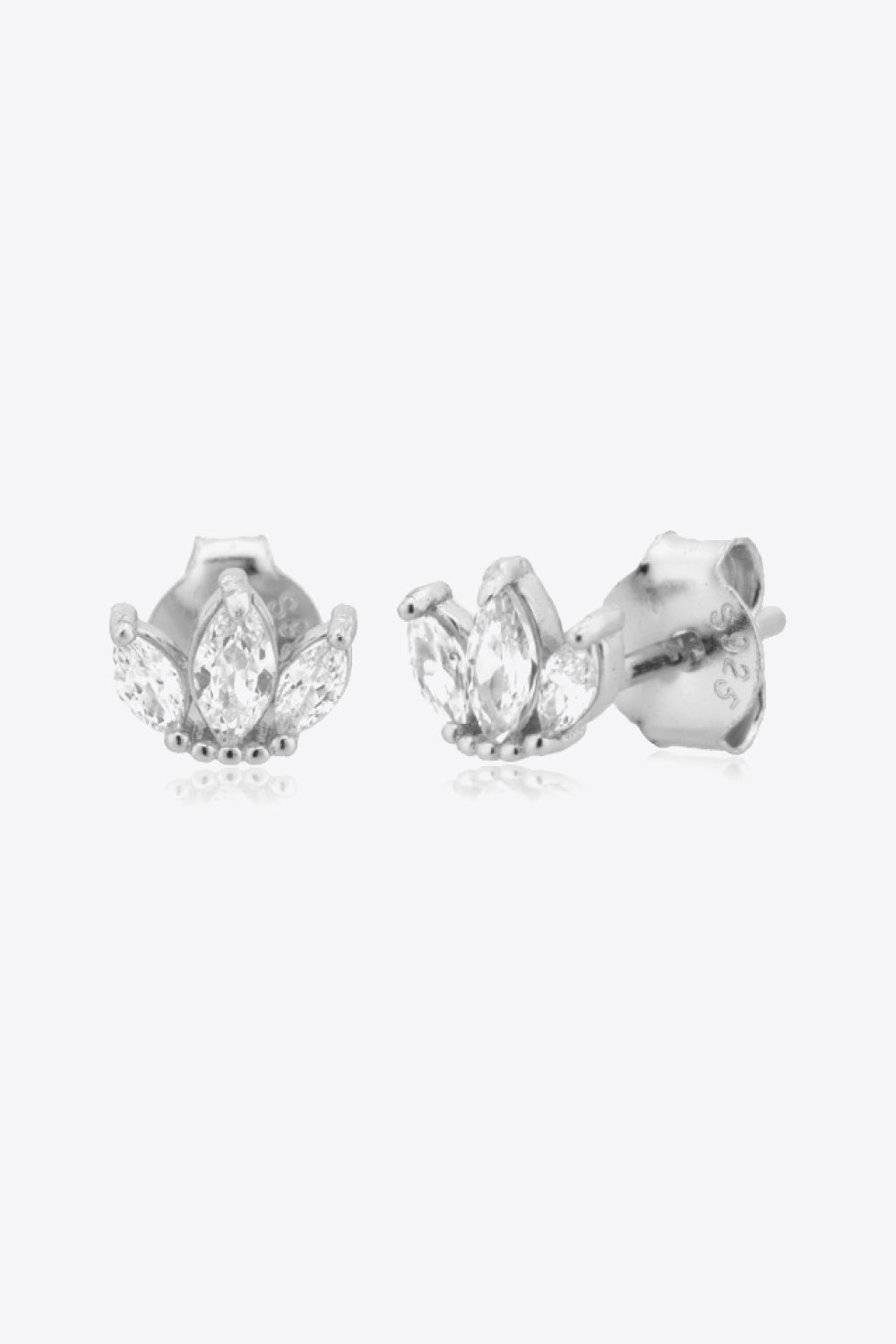 925 Sterling Silver Zircon Decor Stud Earrings Trendsi