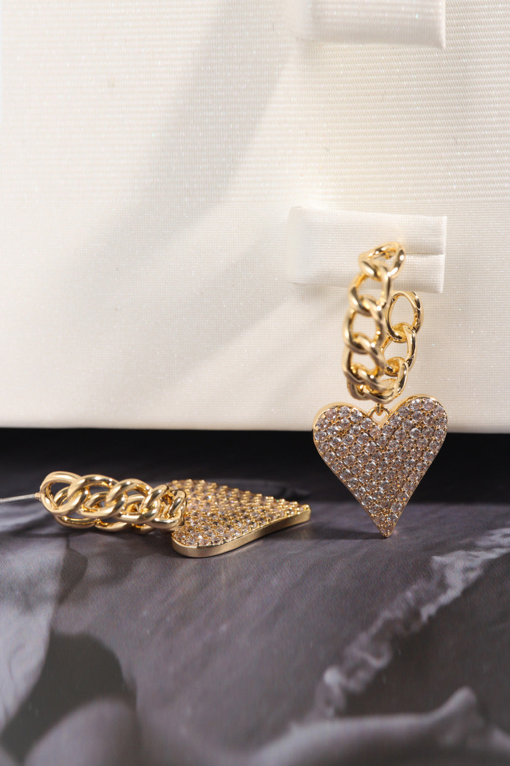 Zircon Decor Heart C-Hoop Drop Earrings Trendsi