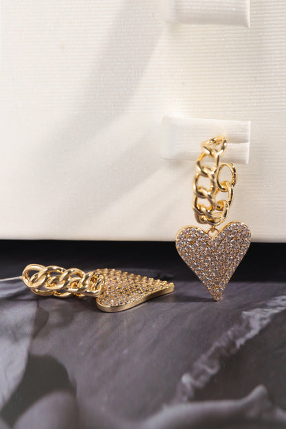 Zircon Decor Heart C-Hoop Drop Earrings Trendsi
