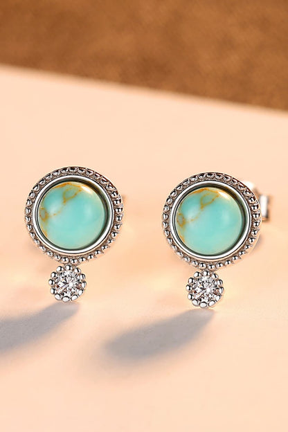 Turquoise Platinum-Plated Earrings Trendsi