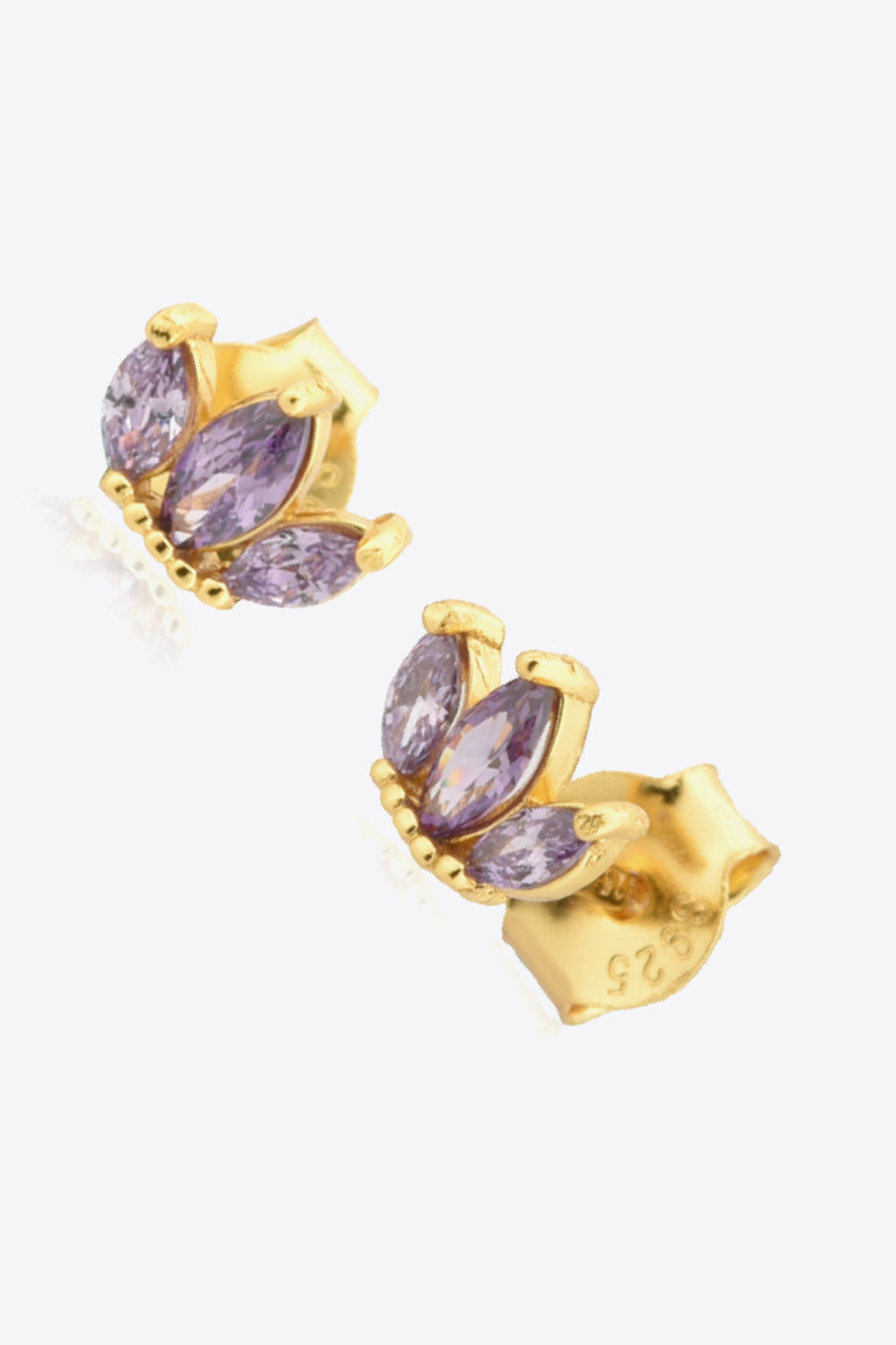 925 Sterling Silver Zircon Decor Stud Earrings Trendsi