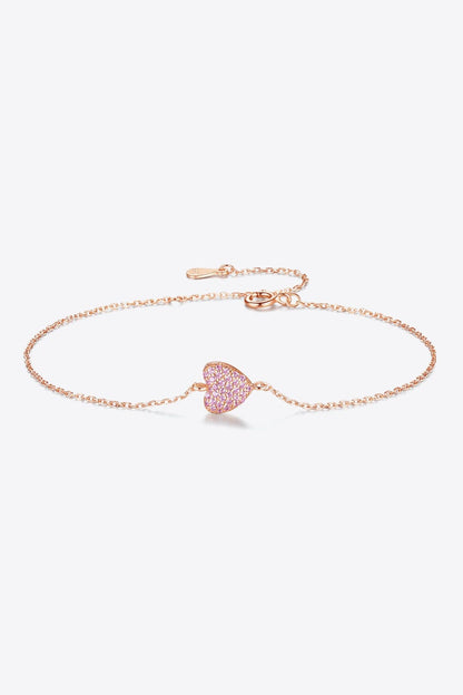 Zircon Heart 925 Sterling Silver Bracelet Trendsi