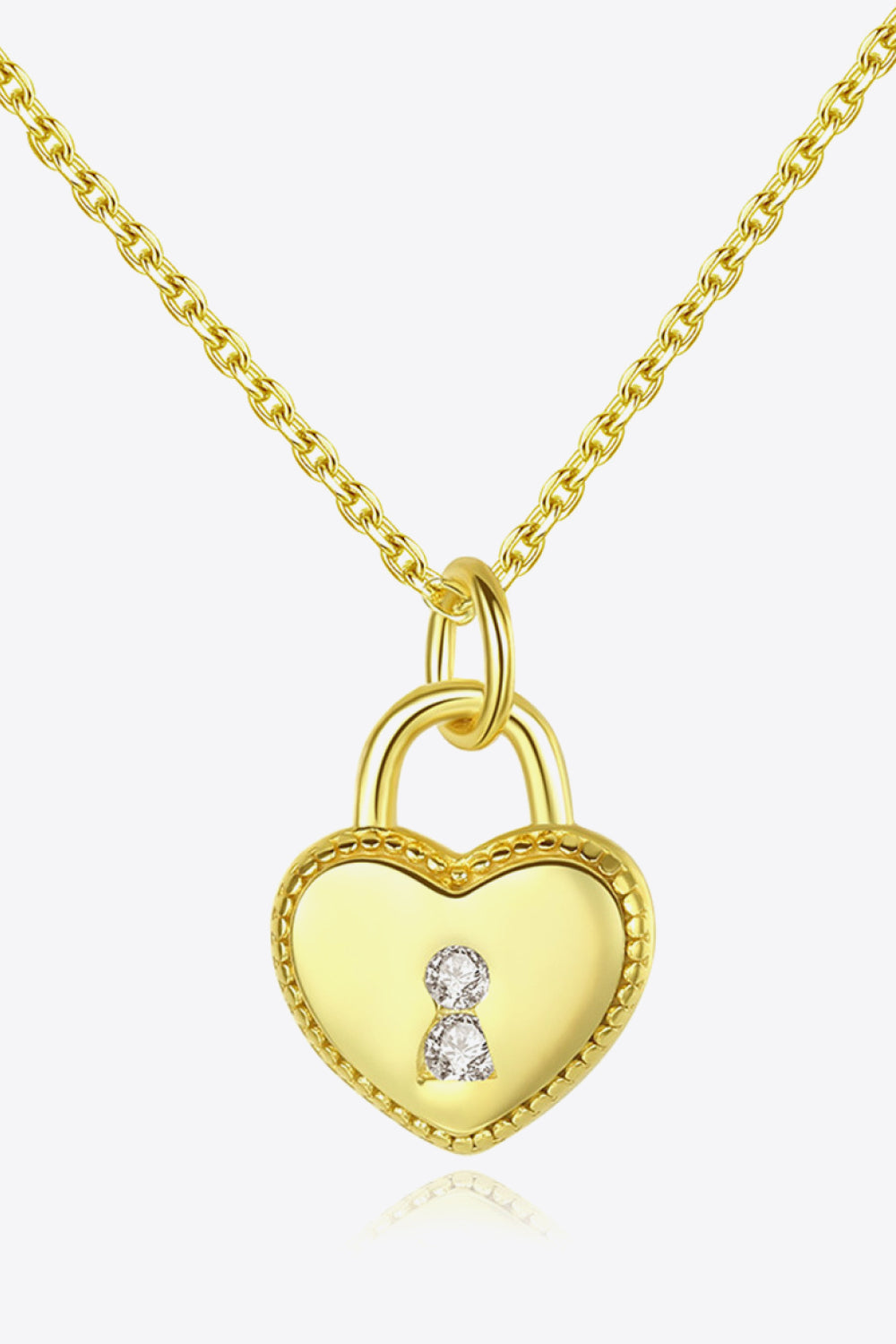 Heart Lock Pendant 925 Sterling Silver Necklace Trendsi