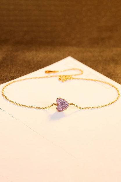 Zircon Heart 925 Sterling Silver Bracelet Trendsi