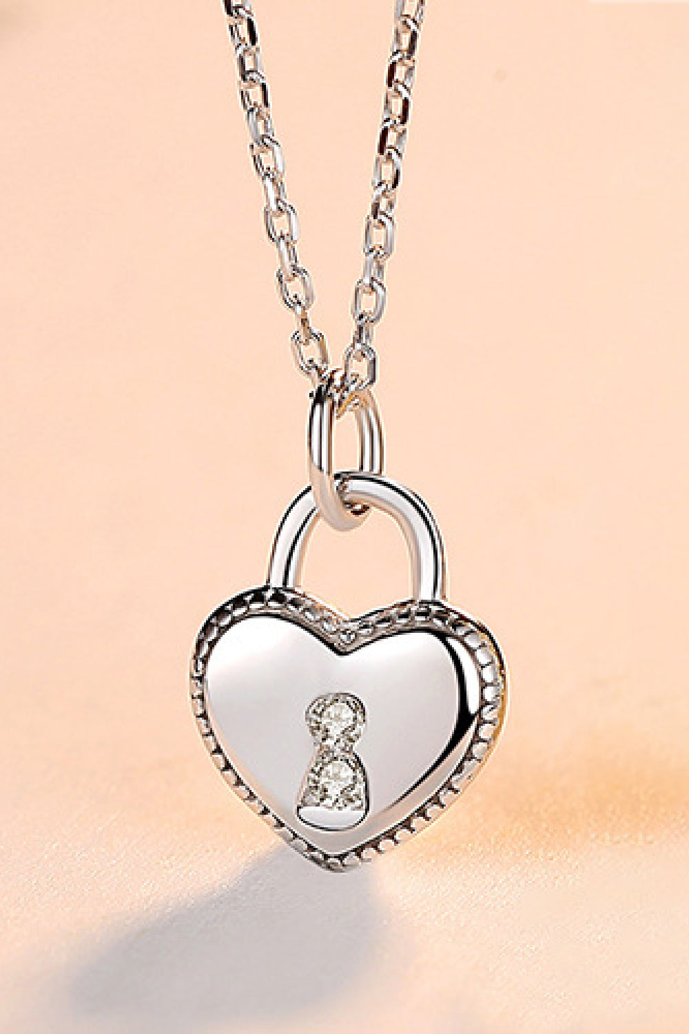 Heart Lock Pendant 925 Sterling Silver Necklace Trendsi