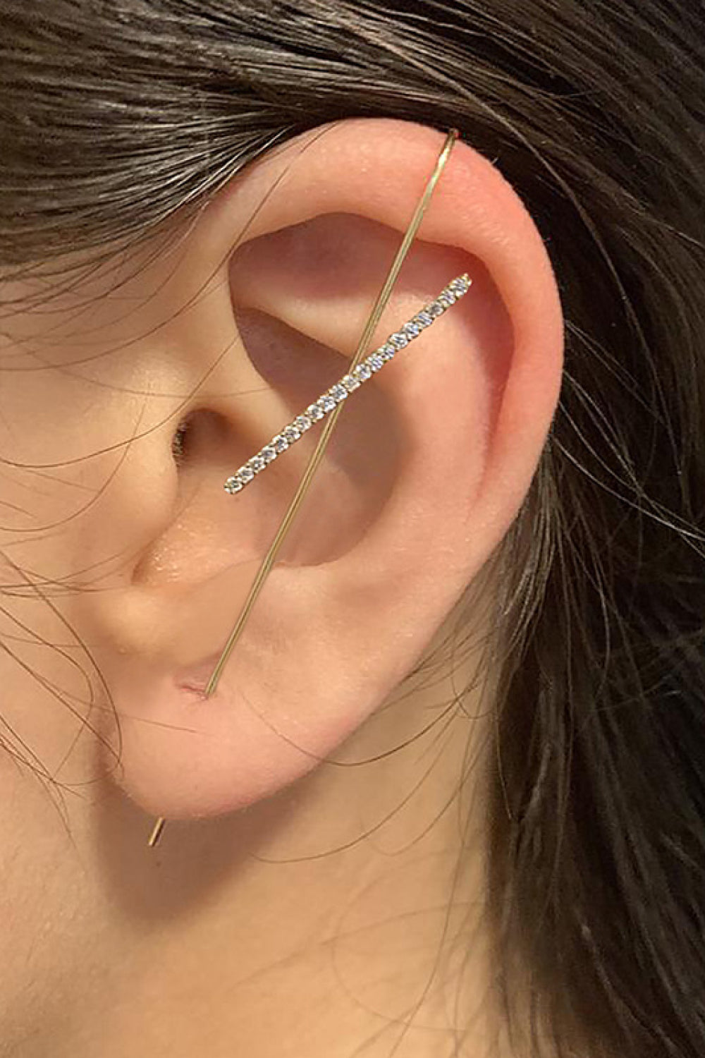 Zircon X-Shape Crawler Earrings Trendsi
