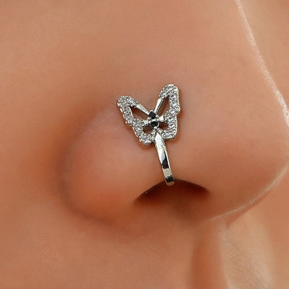 1Pc Crystal Butterfly Nose Ring Non Piercing Clip