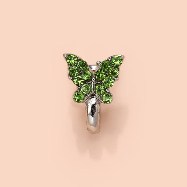 1Pc Crystal Butterfly Nose Ring Non Piercing Clip