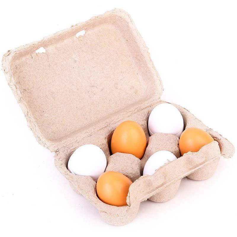 6pcs/set Wooden Lovely Eggs Pretend Play Toys
